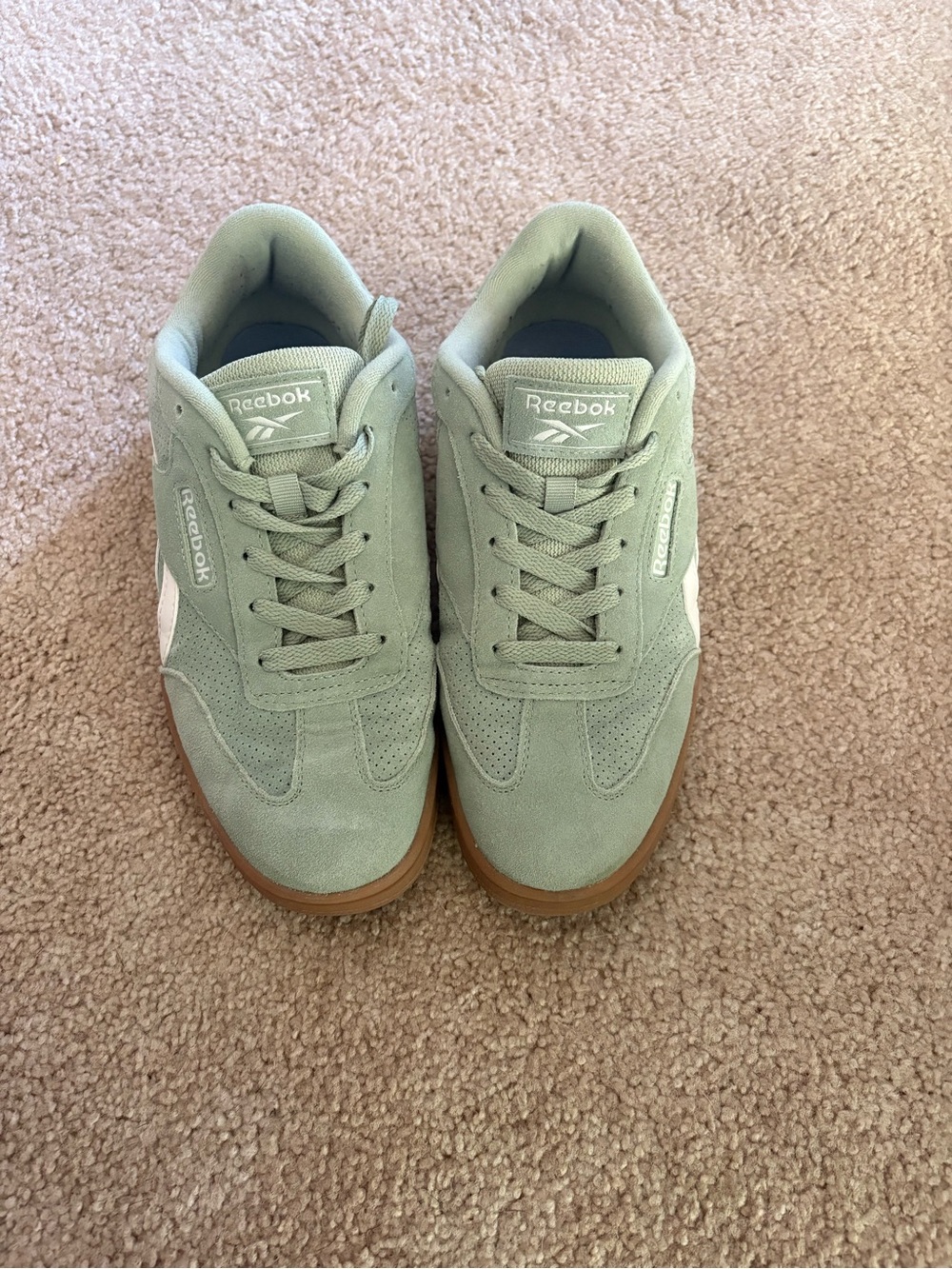 Reebok Women's Mint Green Suede Athletic Sneakers with Gum Sole